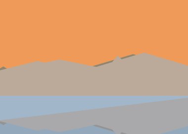 Geometrik peyzaj üretken sanat afişi çizimi