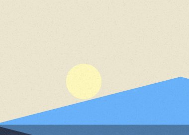 Geometrik peyzaj üretken sanat afişi çizimi