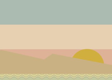 Geometrik peyzaj üretken sanat afişi çizimi