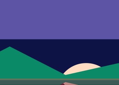 Geometrik peyzaj üretken sanat afişi çizimi