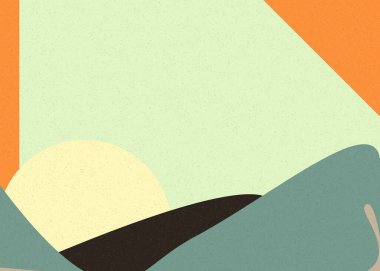 Geometrik peyzaj üretken sanat afişi çizimi