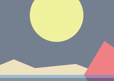 Geometrik peyzaj üretken sanat afişi çizimi