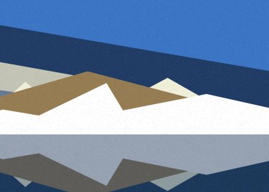 Geometrik peyzaj üretken sanat afişi çizimi