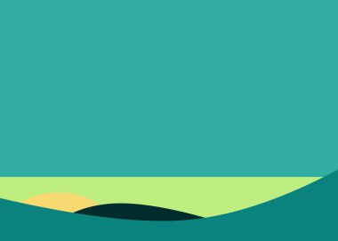 Geometrik peyzaj üretken sanat afişi çizimi