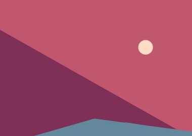 Geometrik peyzaj üretken sanat afişi çizimi