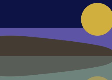 Geometrik peyzaj üretken sanat afişi çizimi