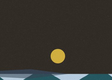 Geometrik peyzaj üretken sanat afişi çizimi