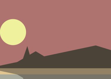 Geometrik peyzaj üretken sanat afişi çizimi