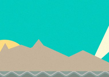 Geometrik peyzaj üretken sanat afişi çizimi