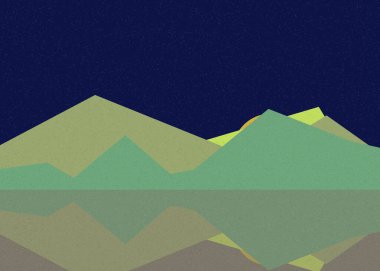 Geometrik peyzaj üretken sanat afişi çizimi