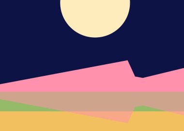 Geometrik peyzaj üretken sanat afişi çizimi