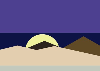 Geometrik peyzaj üretken sanat afişi çizimi