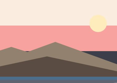 Geometrik peyzaj üretken sanat afişi çizimi