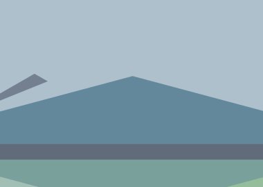 Geometrik peyzaj üretken sanat afişi çizimi