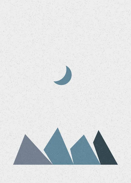 Geometriska Berg Silhuett Landskap Konst Affisch Illustration — Stock vektor