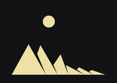 Geometrik dağlar manzarası, üretici poster çizimi 