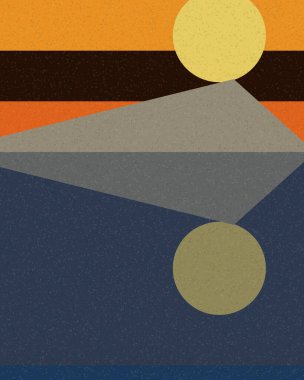 Geometrik manzara, sanat posteri, illüstrasyon