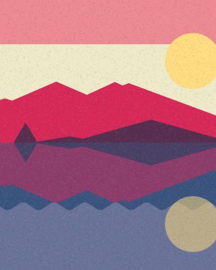 Geometrik manzara, üretken sanat posteri, vektör illüstrasyonu 