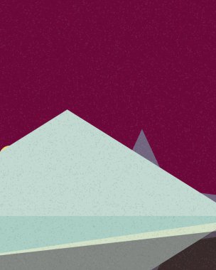 Geometrik manzara, üretken sanat posteri, vektör illüstrasyonu 