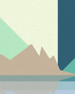 Geometrik manzara, üretken sanat posteri, vektör illüstrasyonu 