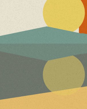 Geometrik peyzaj üretken sanat afişi çizimi