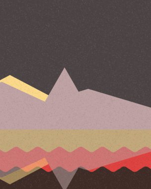 Geometrik manzara, üretken sanat posteri, vektör illüstrasyonu 