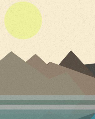 Geometrik manzara, üretken sanat posteri, vektör illüstrasyonu 