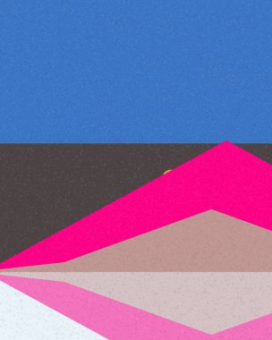 Geometrik manzara, üretken sanat posteri, vektör illüstrasyonu 