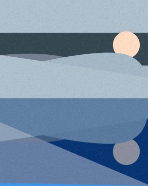 Geometrik manzara, üretken sanat posteri, vektör illüstrasyonu 