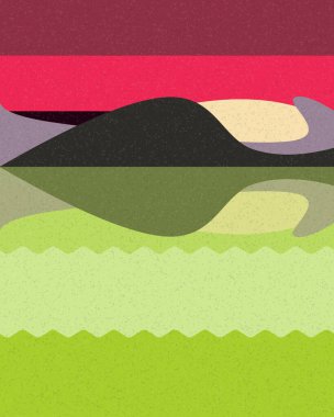 Geometrik manzara, üretken sanat posteri, vektör illüstrasyonu 