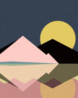 Geometrik manzara, sanat posteri, illüstrasyon