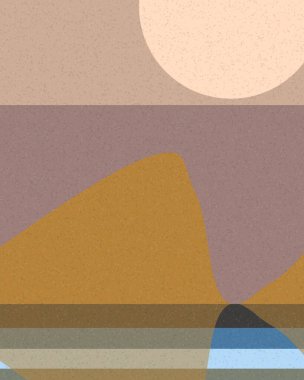 Geometrik manzara, üretken sanat posteri, vektör illüstrasyonu 