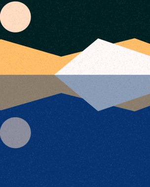 Geometrik manzara, üretken sanat posteri, vektör illüstrasyonu 