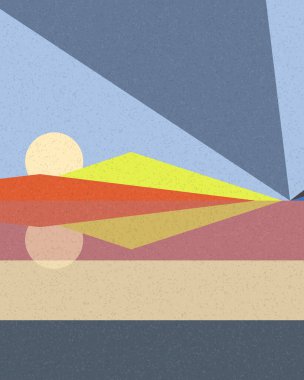 Geometrik peyzaj üretken sanat afişi çizimi