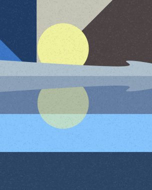 Geometrik manzara, üretken sanat posteri, vektör illüstrasyonu 