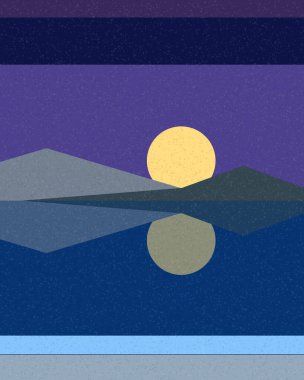 Geometrik manzara, üretken sanat posteri, vektör illüstrasyonu 