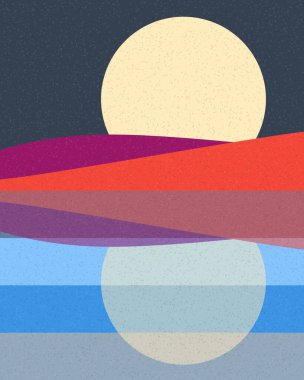 Geometrik manzara, üretken sanat posteri, vektör illüstrasyonu 