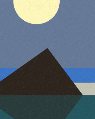 Geometrik manzara, üretken sanat posteri, vektör illüstrasyonu 