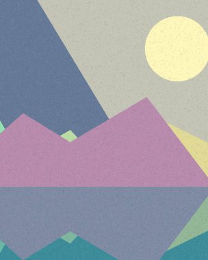 Geometrik manzara, üretken sanat posteri, vektör illüstrasyonu 