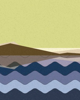 Geometrik manzara, üretken sanat posteri, vektör illüstrasyonu 