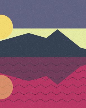 Geometrik manzara, üretken sanat posteri, vektör illüstrasyonu 