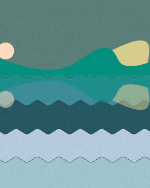 Geometrik manzara, üretken sanat posteri, vektör illüstrasyonu 