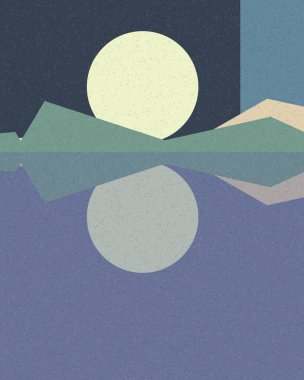 Geometrik manzara, sanat posteri, illüstrasyon