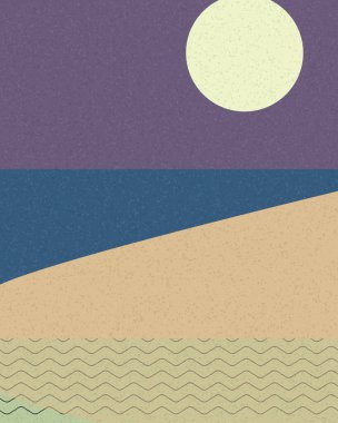 Geometrik manzara, üretken sanat posteri, vektör illüstrasyonu 