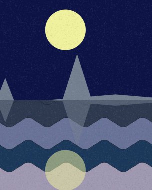 Geometrik manzara, üretken sanat posteri, vektör illüstrasyonu 