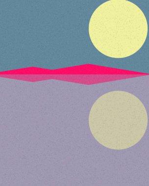 Geometrik manzara, üretken sanat posteri, vektör illüstrasyonu 