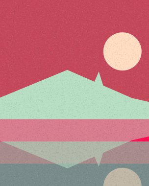 Geometrik manzara, sanat posteri, illüstrasyon