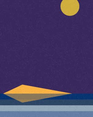 Geometrik manzara, üretken sanat posteri, vektör illüstrasyonu 