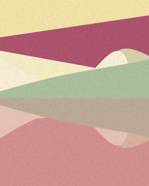 Geometrik manzara, üretken sanat posteri, vektör illüstrasyonu 