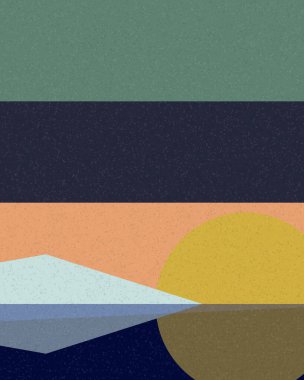 Geometrik manzara, sanat posteri, illüstrasyon